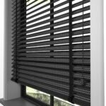 50 mm Hasır Gri Geometrik Şeritli Siyah Kumaş Jaluzi - Görsel 8