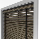 50 mm Hasır Krem Şeritli Siyah Kumaş Jaluzi - Görsel 6