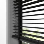 50 mm Hasır Gri Geometrik Şeritli Siyah Kumaş Jaluzi - Görsel 5