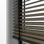 50 mm Hasır Krem Şeritli Siyah Kumaş Jaluzi - Görsel 4