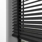 50 mm Hasır Gri Geometrik Şeritli Siyah Kumaş Jaluzi - Görsel 4