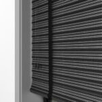 50 mm Hasır Gri Şeritli Siyah Kumaş Jaluzi - Görsel 3
