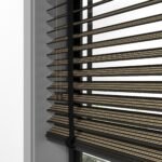 50 mm Hasır Krem Şeritli Siyah Kumaş Jaluzi - Görsel 2