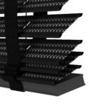 50 mm Hasır Gri Geometrik Şeritli Siyah Kumaş Jaluzi