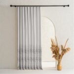 Açık Gri Yaprak Nakış Desen Fon Perde | Silva - Görsel 2