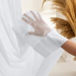 Beyaz Mat Keten Desen Tül Perde | Calvora