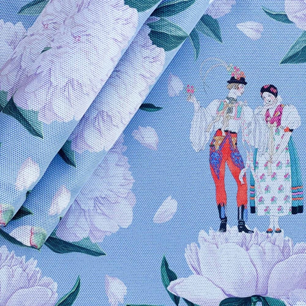 Blue - White Rose Kumaş Amerikan Servis 4'lü Set - 35X50 - Görsel 2