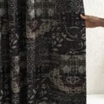 Siyah Vintage Otantik Desen Fon Perde | Evia