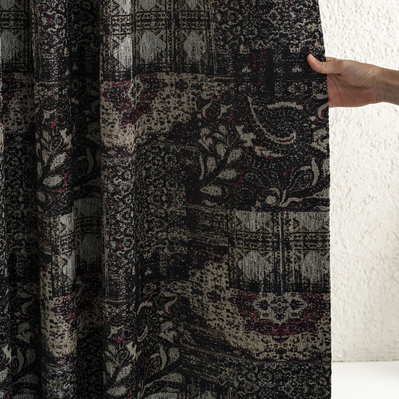 ETHIQUE2005-4 Siyah Vintage Otantik Desen Fon Perde | Evia - Görsel 1