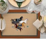 Figüratif At Kumaş Amerikan Servis 4'lü Set 35X50CM - Görsel 3