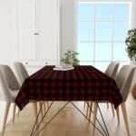 Kırmızı-Siyah Kare Masa Örtüsü 160x220CM - Görsel 2