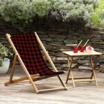 Kırmızı Kareli Katlanabilir Şezlong - SZL10 - Görsel 2