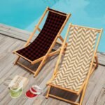 Kırmızı Kareli Katlanabilir Şezlong - SZL10 - Görsel 3