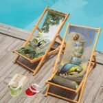 Papağan Tasarımlı Katlanabilir Şezlong - SZL31