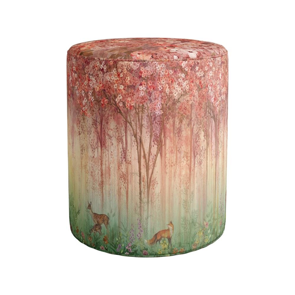 Red_Mini_Flowers_And_Gazels_Puf_1 Red Mini Flowers And Gazels Puf - Görsel 1