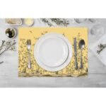 Sarı Çiçek Tasarımlı Kumaş Amerikan Servis 4'lü Set 35X50CM - Görsel 2