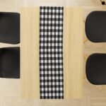 Siyah-Beyaz Kare Runner 140x45cm