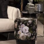 Siyah Çiçek Ahşap Ayaklı Puf - Görsel 2