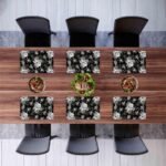 Siyah Çiçek Kumaş Amerikan Servis 4'lü Set - 35x50 - Görsel 3