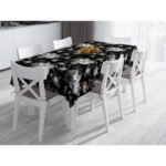 Siyah Çiçek Masa Örtüsü 160x220CM - Görsel 2