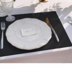 Siyah Figüratif Çiçek Kumaş Amerikan Servis 4'lü Set 35X50CM - Görsel 2