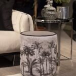 Siyah Palmiye Desen Puf