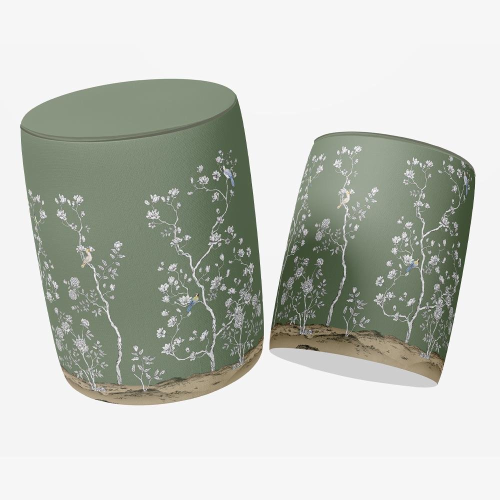 Yesil_Cicek_Tasarimli_Puf_1 Yeşil Çiçek Tasarımlı Puf - Görsel 1